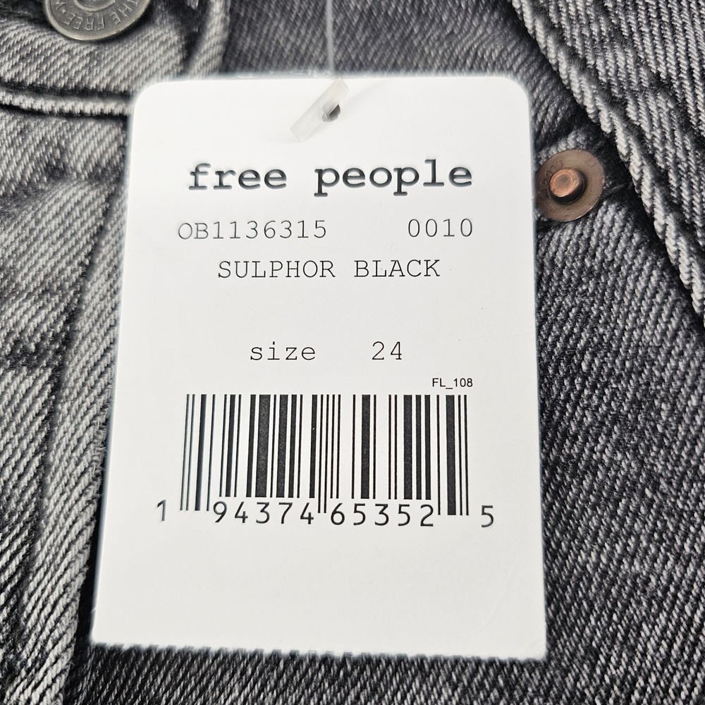 Free People We The Free The Parker Denim Mini Skirt Sulphur Black 24 OB1136315 - Picture 7 of 9